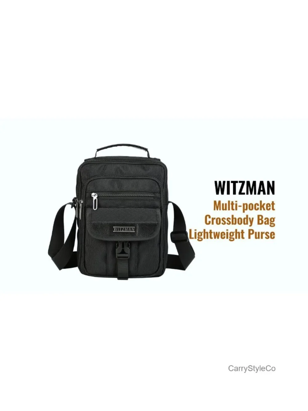 Men's Small Travel Crossbody Bag Nylon Messenger with Adjustable Strap
